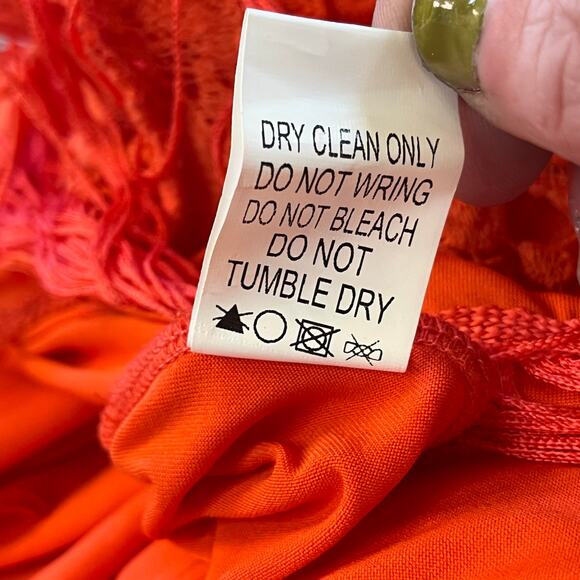 Bow Arrow Orange Crochet Fringe Dress M Boho Chic Festival Wedding Guest hippie - Picture 10 of 14